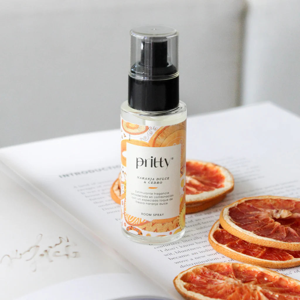 Pritty Mini room spray naranja dulce y cedro Pritty 50ml - Rincón Nativo